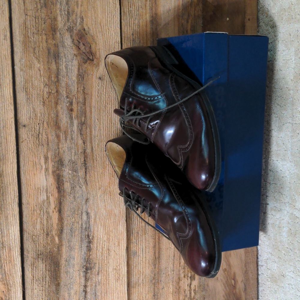 Steptronic Laser Wingtip Lace-up Leather Sheepskin Oxford Brown Wax Size 11